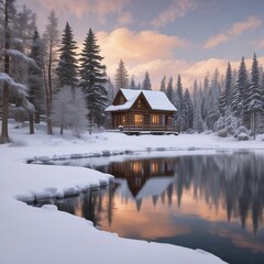 A Serene Winter Landscape With A Picturesque Log And A Peaceful Frozen Landscape Travel