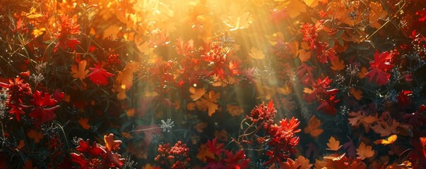 Sunlight filtering through autumn leaves