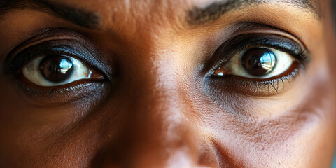 Dedicated Social Worker: A shot of a woman's face, her expression empathetic and caring