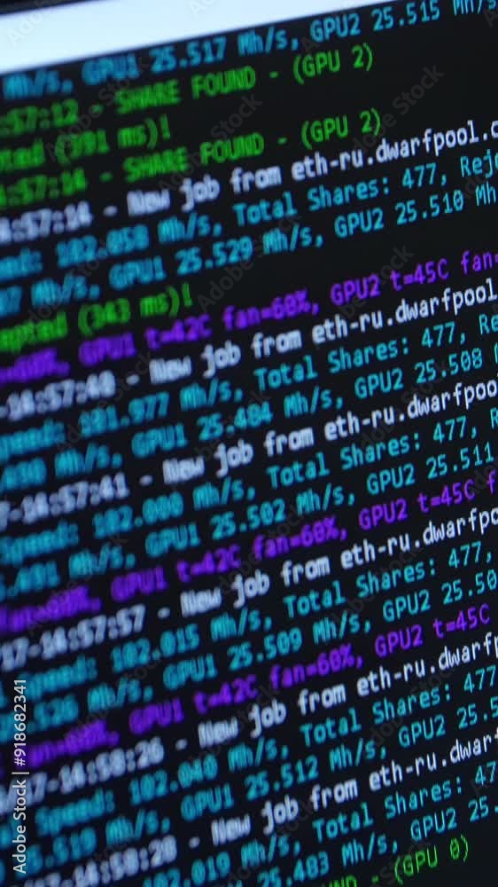 Poster screen with crypto code, green digitals. bitcoin on computer screen with code bitcoin mining