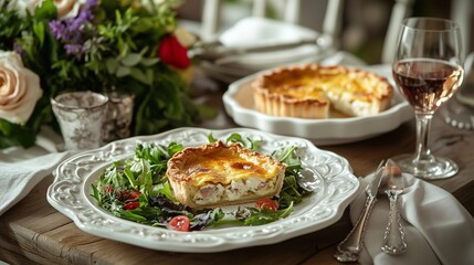 おいしそうなキッシュとサラダ