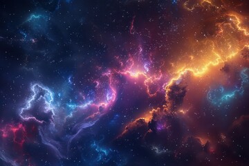 Fototapeta premium Colorful and vibrant space nebula with glowing dust and stars