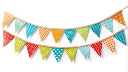 Obraz premium A colorful banner with many flags hanging from a string