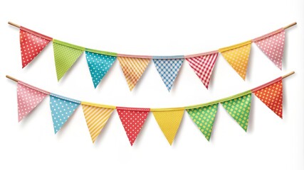 Fototapeta premium A colorful banner with many flags hanging from a string