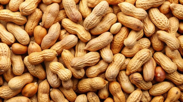 A bunch of peanuts are shown in a close up