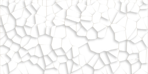 3D broken glass quartz Voronoi diagram vector background. white color Broken Stained-Glass Background with golden lines. Papercut geometric mosaic tiles pattern background. Seamless vintage vector bg.