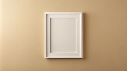 A white frame with a white picture sits on a wall