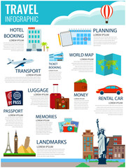 Travel infographic. Infographics for business, web sites, presentations, advertising. Travel and Tourism concept. Vector illustration