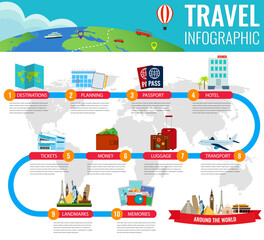 Travel infographic. Infographics for business, web sites, presentations, advertising. Travel and Tourism concept. Vector illustration