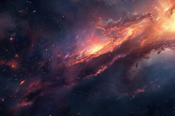 Obraz premium Glowing Nebula and Gaseous Space Clouds with Stars