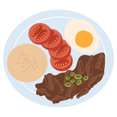 Filipino breakfast Beef Tapa Tapsilog.