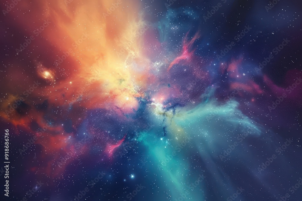 Canvas Prints colorful and vivid space nebula with glowing stars and cosmic dust in deep outer space
