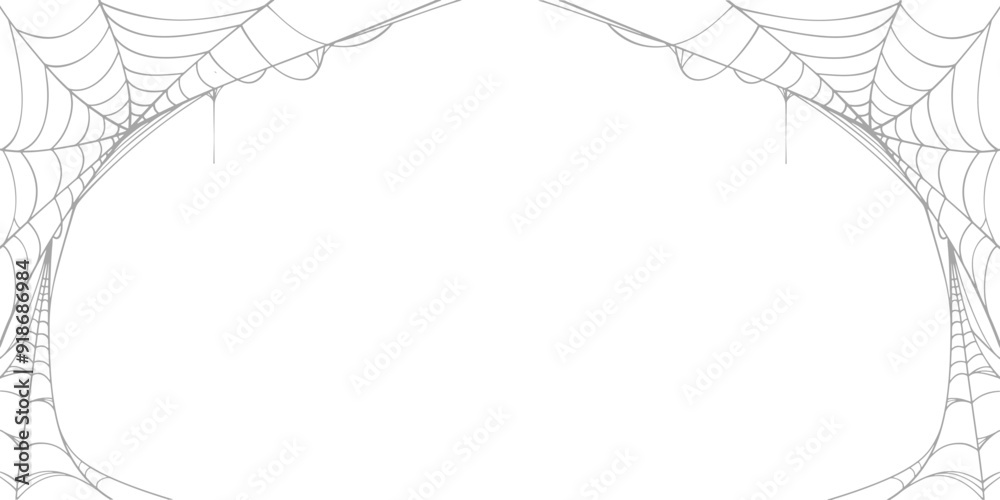 Wall mural halloween horizontal frame black cobweb on transparent background ilustration vector. halloween conc
