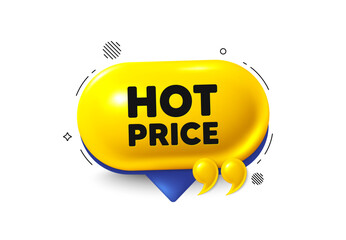 Offer speech bubble 3d icon. Hot Price tag. Special offer Sale sign. Advertising Discounts symbol. Hot price chat offer. Speech bubble quotation banner. Text box balloon. Vector