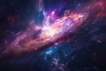 Fototapeta premium Majestically spiraling vivid space nebula with bright shining stars