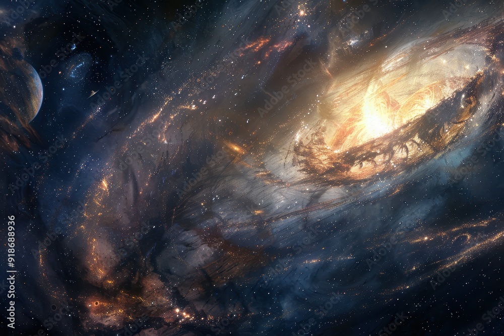 Canvas Prints glowing nebula and distant planets in the cosmos