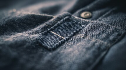 Close-up view of denim fabric showing stitching detail, emphasizing the craftsmanship and texture of the material
