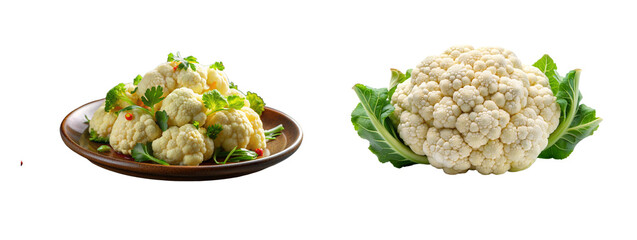 Cauliflower Vegetable Isolated on Transparent Background for Food Design