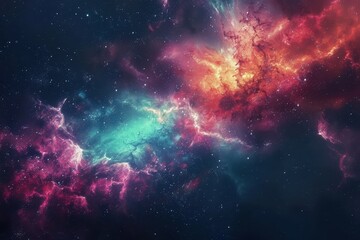 Fototapeta premium Glowing Nebula and Gaseous Space Clouds with Stars