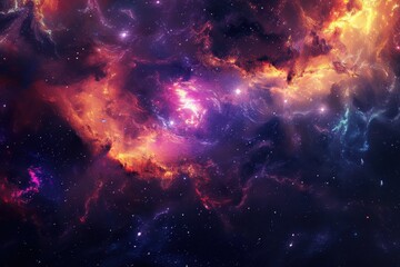 Naklejka premium Glowing Nebula and Gaseous Space Clouds with Stars