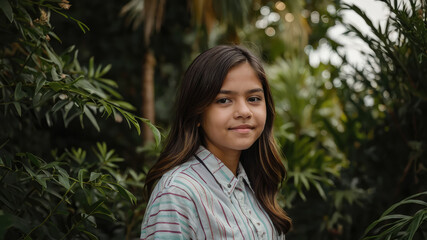 Naklejka premium Capturing Youthful Grace in Nature's Embrace