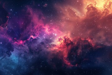 Fototapeta premium Colorful and vivid space nebula with bright stars and glowing dust clouds