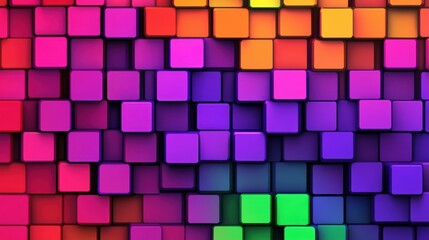 A striking grid features a vibrant array of colorful cubes in various shades