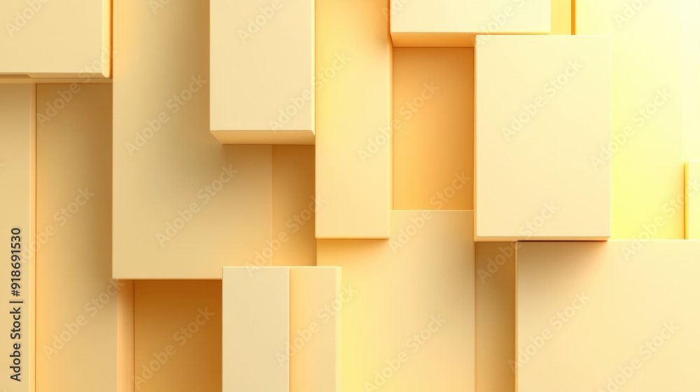 Poster a collection of soft yellow geometric blocks create a harmonious abstract pattern
