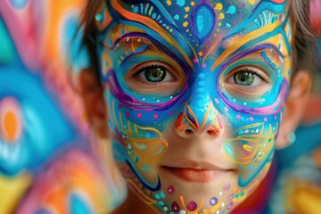 Fototapeta premium A Child's Face Transformed by Art