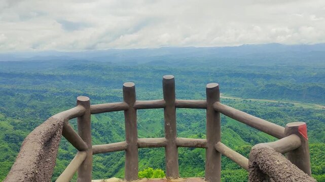 Fence on the hill. Double hand view point in Bandarban