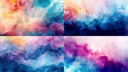 Bold watercolor washes of ethereal auroras, dynamic and seamless gradients, lively backgrounds 