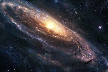 Fototapeta premium Glowing spiral galaxy with stars and cosmic dust in the deep space