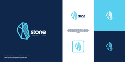 mineral symbol, with stone shape, minimalist style, logo design template.