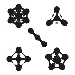 Abstract geometric shapes. Black minimalistic symbols with rounded edges. Creative vector art.