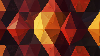 Obraz premium vibrant polygonal abstract background featuring sharp-edged triangles and hexagons in warm hues