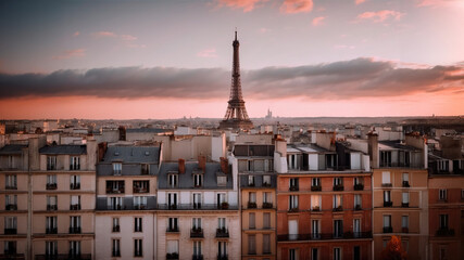 Twilight Whispers over Paris: A Sunset Silhouette of Iconic Splendor