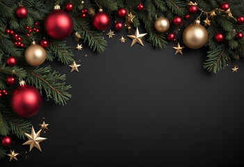 christmas background with branches and balls