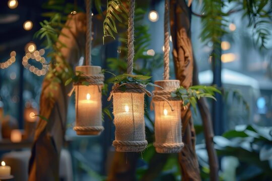 Rustic Wedding Decor Ideas Wooden and Rope Lanterns with Candles for a Magical Ambiance  Romantic Outdoor Ceremony Inspiration DIY Rustic Wedding Decorations Rustic Wedding Centerpieces Wedding Ideas