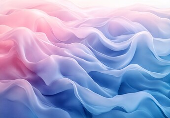 Obraz premium Gentle liquid waves flowing across the canvas with soft pastel pinks and blues blending seamlessly into one another