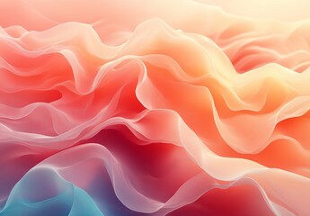 Obraz premium Liquid wave shapes that blend softly into each other with a palette of warm pastels like peach and coral