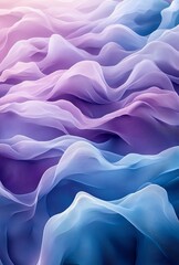 Obraz premium Soft, wave-like patterns that flow organically across the canvas, with gentle gradients of pastel purples and blues