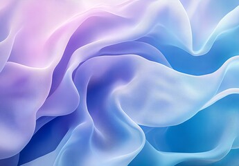 Flowing, wave-like shapes in a calming palette of pastel blues and lavender, creating a serene visual effect
