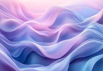 Obraz premium Flowing, wave-like shapes in a calming palette of pastel blues and lavender, creating a serene visual effect