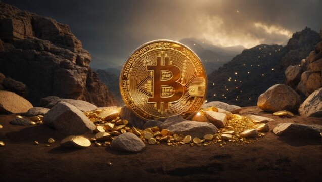 Bitcoin - Bitcoin is a cryptocurrency. Image of decentralized digital currency bitcoin.