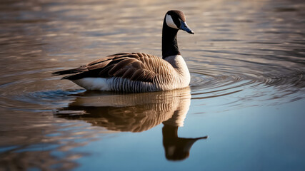 Reflections of Serenity: A Goose's Graceful Lakeside Moment