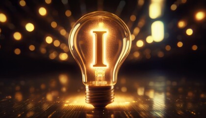 foco encendido, en el centro del foco esta la inicial "I" encendida, representando la palabra "idea"