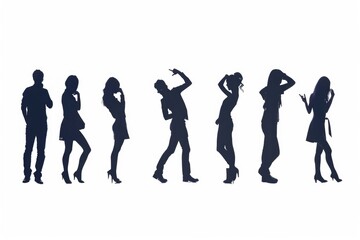 Obraz premium A group of people are silhouetted against a white background, great for representing a crowd or team