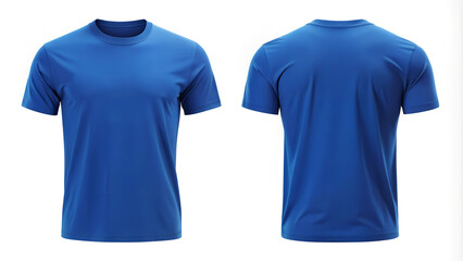 set of blue color front and back view stylish tee t-shirts mockup image