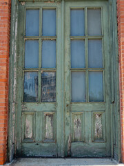 old wooden door in building