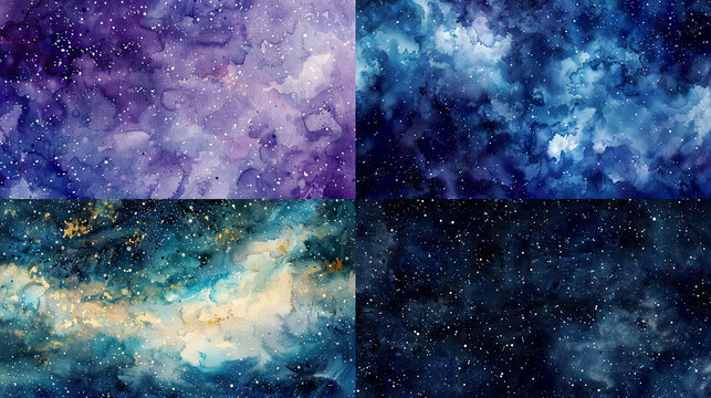 Speckled texture in watercolor of starry night sky, tranquil beauty, and cosmic enchantment 
